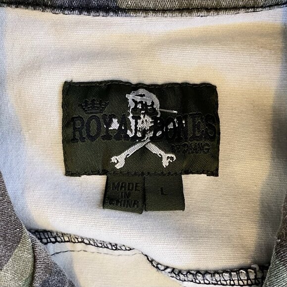 Royal Bones Jacket Women's Green Camo Sz L Goth Punk Asymmetrical  Zip Belt VTG - Picture 2 of 7